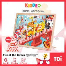 Детски дървен пъзел Toi World - Пожар в цирка, 48 части