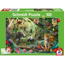 Детски пъзел Schmidt от 100 части - Пъстър живот в джунглата -1