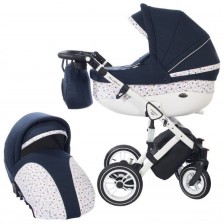 Детска количка 2 в 1 Baby Merc - Style, тъмносиньо и бяло