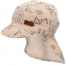 Детска лятна шапка с UV 50+ защита Sterntaler - С животни, 51 cm, 18-24 месеца, бежова -1