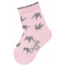 Детски чорапи Sterntaler - С коронки, 19/22 размер, 12-24 месеца, розови -1