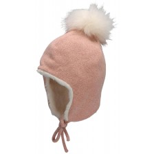 Детска зимна шапка с помпон Sterntaler - Момиче, 53 cm, 2-4 години, розова