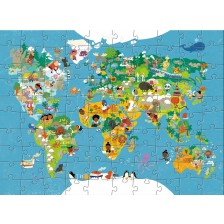 Детски пъзел Haba - Kарта на света, 100 части