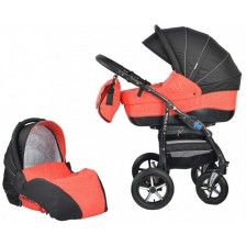 Детска количка 2 в 1 Baby Merc - Zipy, черно и червено -1