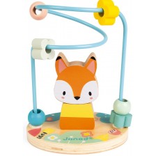 Детска играчка Janod - Спирала с мъниста, лисица Pure -1