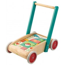 Детски дървен уолкър Tender Leaf Toys - С цветни блокчета -1