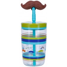 Детска чаша със сламка Contigo - Electric Blue Mustache, 470 ml