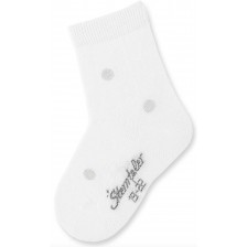 Детски чорапи Sterntaler - На точки, 19/22 размер, 12-24 месеца, бели 