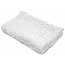 Детско плетено одеяло Baby Matex - Бяло, 75 х 110 cm