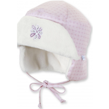 Детска шапка ушанка Sterntaler - 45 cm, 6-9 месеца, розово и бяло
