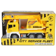 Детска играчка Moni Toys - Камион с кран и кука, жълт, 1:12