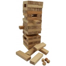 Детска игра Raya Toys - Дървена кула с цифри Дженга, 51 части -1