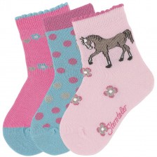 Детски чорапи за момиче Sterntaler - С пони, 27/30 размер, 5-6 години, 3 чифта -1