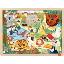 Детски дървен пъзел Toi World - Зоологическа градина, 48 части -1