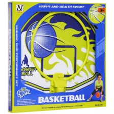 Детски комплект GT - Баскетболно табло за стена с топка и помпа, синьо -1