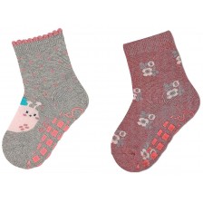 Детски чорапи с бутончета Sterntaler - С охлюв, 2 чифта, 21/22, 18-24 месеца -1