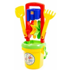 Детска играчка Polesie Toys - Плажна мелница с гребло и лопатка -1