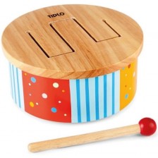 Детски музикален инструмент Bigjigs - Дървено барабанче -1