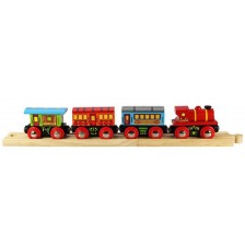 Детска дървена играчка Bigjigs - Пътнически влак -1