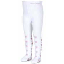 Детски памучен чорапогащник Sterntaler - С розови сърца, за момичета, 68 cm, 4-6 месеца -1