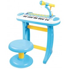 Детско пиано със стол и микрофон Baoli Melody. 31 клавиша.синьо -1