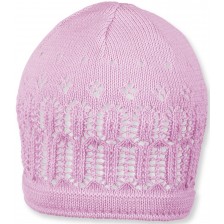 Детска плетена памучна шапка Sterntaler - 43 cm, 5-6 месеца, розова -1