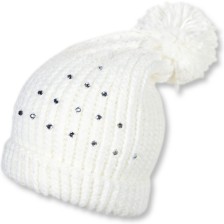 Детска плетена шапка с мъниста Sterntaler - 51 cm, 18-24 месеца, бяла -1