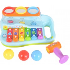 Детска играчка Hola Toys - Ксилофон с топчета и чукче -1