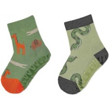 Чорапи със силиконова подметка Sterntaler - С животни, 19/20 размер, 12-18 месеца, 2 чифта -1