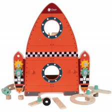 Детска дървена работилница Classic World - Ракета, с инструменти -1