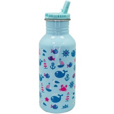 Детска бутилка със сламка Nerthus - Океан, 500 ml