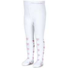 Детски памучен чорапогащник Sterntaler - На розови сърца, 62 cm, 3-4 месеца -1