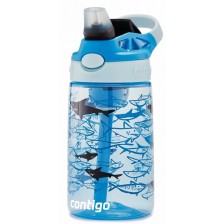 Детска бутилка Contigo Cleanable - Sharks, 420 ml, синя -1