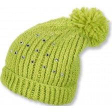 Детска плетена шапка Sterntaler - С мъниста, 55 cm, 4-7 години, светлозелена