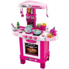 Детска кухня Raya Toys - Със светлини и звуци, розова -1