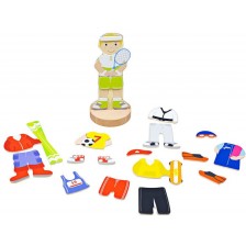 Детска играчка Bigjigs - Магнитна кукла за обличане , спорт -1