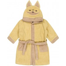 Детски халат от органичен памук Bio Baby - С лисиче, 116 cm, 6 г, жълт