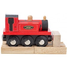 Детска дървена играчка Bigjigs - Парен локомотив -1