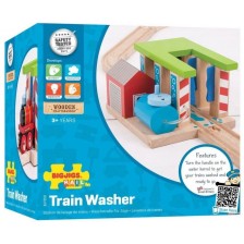 Детска дървена играчка Bigjigs - Автомивка за влакове