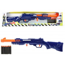 Детска пушка Toi Toys - С меки патрони Police gun, 6 броя -1