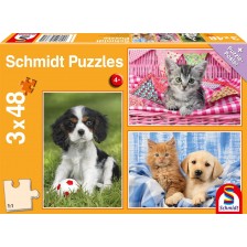 Детски пъзел Schmidt от 3 x 48 части - Моите най-сладки животинчета -1