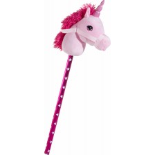 Детска играчка Heunec - Еднорог на пръчка, розов, 85 cm -1