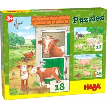 Детски пъзел Haba - Селскостопански животни, 3 броя -1
