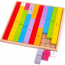 Детска образователна игра Bigjigs - Дървени цветни плочки с числа