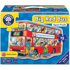 Детски пъзел Orchard Toys - Големият червен автобус, 15 части -1