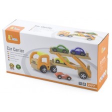 Детска играчка Viga - Автовоз с 4 колички -1