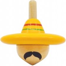 Детска играчка Svoora - Мексиканецът, дървен пумпал Spinning Hats  -1