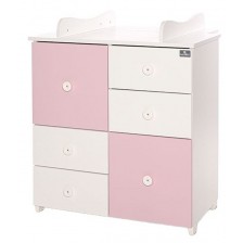 Детски шкаф Lorelli - New, бяло и розово