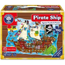 Детски пъзел Orchard Toys - Пиратски кораб, 25 части