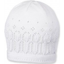 Детска плетена шапка Sterntaler - 41 cm, 4-5 месеца, бяла -1